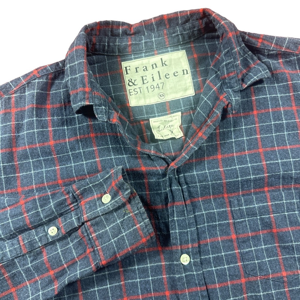 Frank‎ & Eileen Eileen Plaid Button Up Shirt Sz XS Plaid Woven In Italy